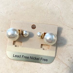 Double faux pearl earrings